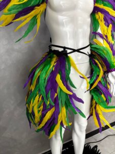 طقم زي كرنفال بالريش، أجنحة كتف بنفسجية/خضراء/صفراء + أصفاد للذراعين، زي حفلات السامبا والمهرجانات، بيع بالجملة OEM - Product Image 4