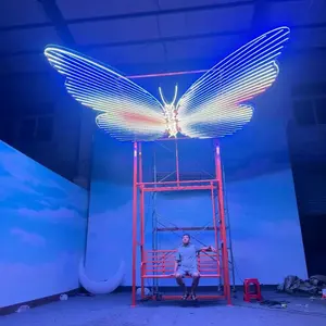 LED Flying Glowing Butterfly With Luminous Wings Outdoor Large Amusement Interactive Display Attractive Mariposa