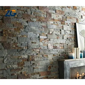 ZGSTONE Factory Customized Outdoor Facade Decorative Culture Stone Black <strong>Slate</strong> Stone for Natural Feature Wall Panels - Product Image 1