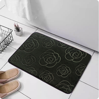 Tapis de salle de bain Rose en polaire corail, absorbant, séchage rapide, doux, antidérapant, pour la zone de la baignoire, le salon et le hall d'entrée