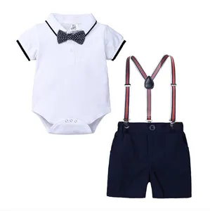 婴儿连身衣纯棉领结燕尾服绅士围兜服装蹒跚学步男婴衣服