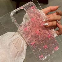 Coques de téléphone transparentes antichoc à nœud papillon et paillettes pour iPhone 17 Air 16 Plus Pro Max 15 14 13 12 11 – Housse de protection arrière