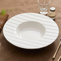 Vaisselle de camping moderne en céramique et porcelaine gaufrée, écologique, avec assiette à soupe à rebord large pour usage hôtelier