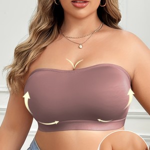 SMOOTH Spring Summer Solid Color <strong>Strapless</strong> Side Buckle Tube <strong>Top</strong> Bra,Plus Size Thin Wireless Comfortable Lingerie - Product Image 2