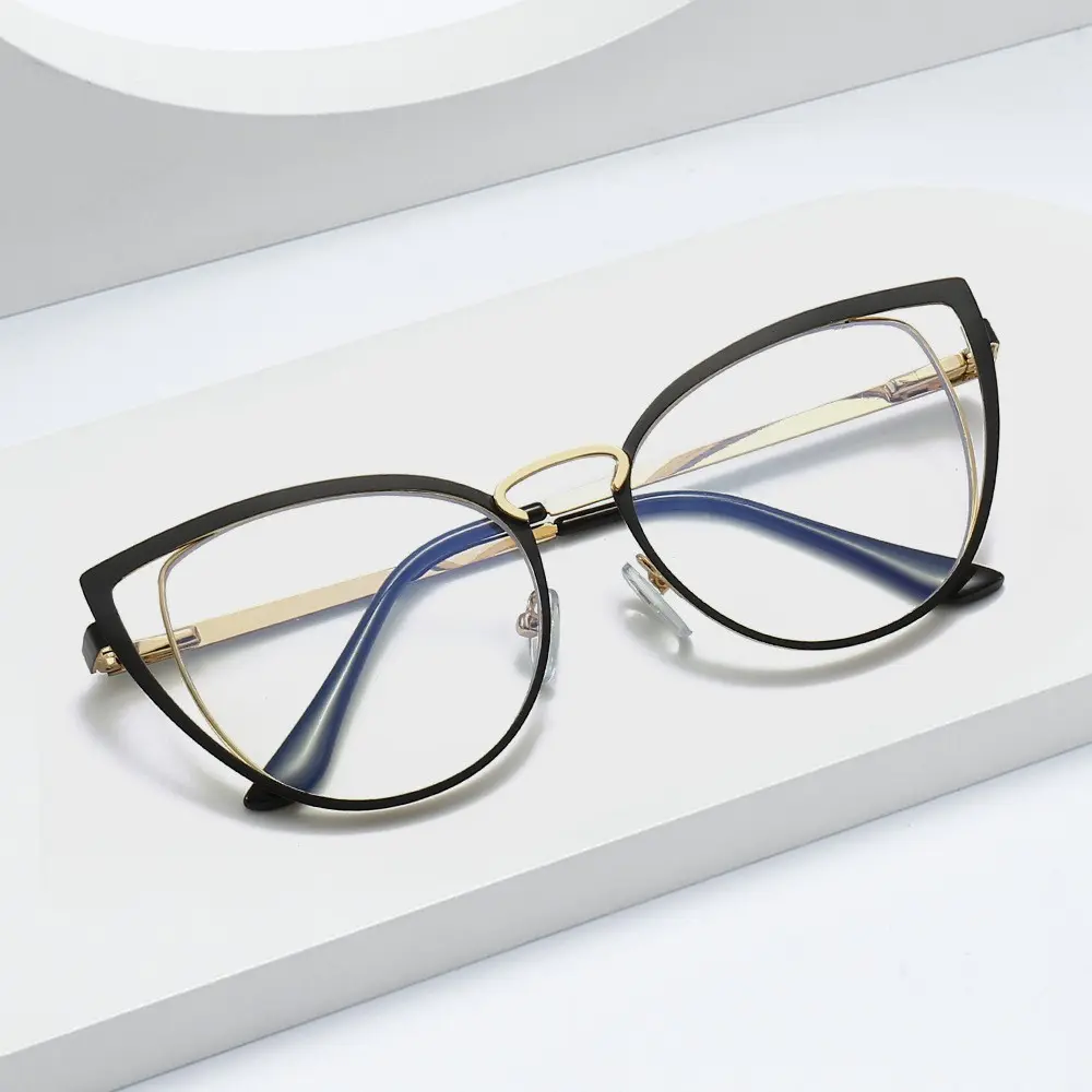 2024 Latest cat eye optical eyewear metal frame anti blue light blocking women glasses