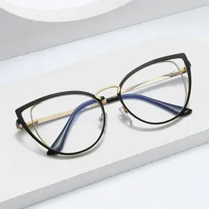 2024 Neueste Cat Eye optische Brillen Metallrahmen Anti-Blaulicht blockierende Frauen brille