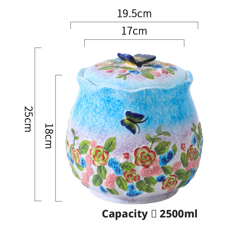 blue Butterfly flower-large sealed jar