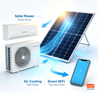 AC Split Wall-Mounted Hybrid DC Inverter Tenaga Surya Pintar Kontrol WiFi Tuya Hemat Energi EER Tinggi 12000BTU Rumah Tangga