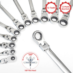 Lot de 12 clés à cliquet métriques OEM en CRV, chromées, à tête flexible, pour réparation automobile et bricolage - Product Image 2