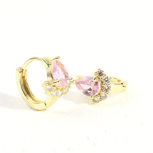 Pendientes de <span class=keywords><strong>Aro</strong></span> Huggie de Lujo con Circones Negros, Rojos y Rosas, Chapados en Oro de 14K, Joyería Atemporal, Pendientes Elegantes para Ocasiones Formales - Product Image 6