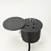 Prise de bureau escamotable avec charge rapide USB-C 65W, 2 ports USB-A, 1 prise, multiprise encastrée pour mobilier de bureau