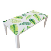 Nappe de table imprimée RNPT en PVC, motif feuillage bleu-vert, rectangulaire, pour restaurant, hôtel, banquet