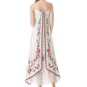 เดรสยาวลำลองสำหรับผู้หญิง แฟชั่นใหม่ ผ้าชีฟองปักลายดอกไม้ ระบายอากาศได้ดี เป็นมิตรกับสิ่งแวดล้อม รับผลิตแบบ OEM เดรสสายเดี่ยวลายดอกไม้ - Product Image 5