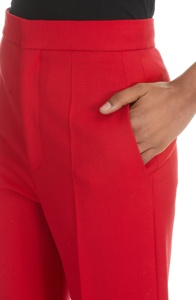 Oem produttore personalizzato classico a vita alta con cerniera a Pintuck a forma di zampa di <span class=keywords><strong>pantaloni</strong></span> <span class=keywords><strong>rossi</strong></span> da <span class=keywords><strong>donna</strong></span> - Product Image 2