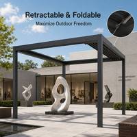 Pergola Aluminium Model 220 dengan Louver yang Dapat Disesuaikan, Paviliun Luar Ruangan Bermotor Tahan Air