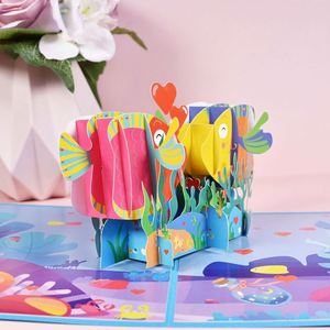 Tarjeta Pop-up 3D de San Valentín con Pez Besándose para Aniversario - Product Image 3