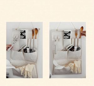 Hua Cheng Durable Minimalist Fabric Foldable Wall Hanging Organizer with Pockets for Kitchen <b>Storage</b> - Product Image 4