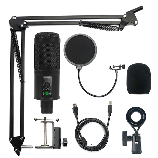 BMG USB-K2 Professional Computer Condenser Metal USB Microphone for Table with Arm Stand
