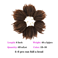 Tresses synthétiques au crochet Afro Marley Kinky Curly de 8 pouces, douces, pré-ébouriffées, torsadées, en vrac, vente en gros, cheveux naturels style Bob Mali