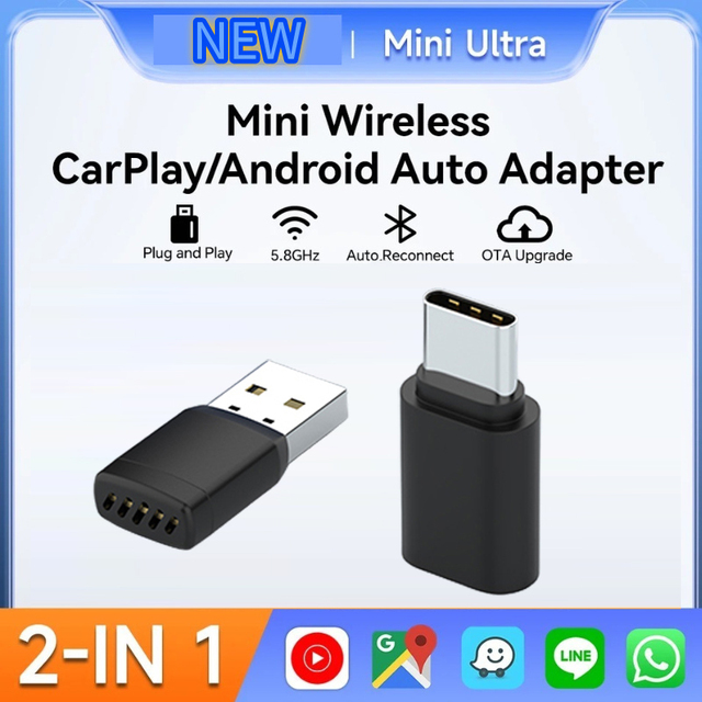 2 in 1 Wireless Carplay Adapter Android Auto Smart Dongle Wireless Adapter for CarPlay