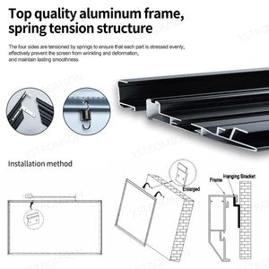 Alta calidad 84 92 100 110 <span class=keywords><strong>120</strong></span> 130 150 pulgadas Marco de pared 16:9 PVC blanco suave borde estrecho 1 <span class=keywords><strong>cm</strong></span> pantalla de proyección de proyector <span class=keywords><strong>fija</strong></span> - Product Image 4