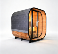 Sauna traditionnel en épicéa carbonisé pour extérieur, sauna en forme de cube incurvé, sauna sec pour jardin, expédition rapide depuis les États-Unis