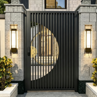 Portail de jardin contemporain en alliage d'aluminium avec design 3D, revêtement poudré, écologique et durable pour la sécurité domestique