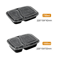 Unisupply Boîte Repas Jetable Micro-Ondes 2 Compartiments, Bento et Barquette à Emporter pour Restaurant