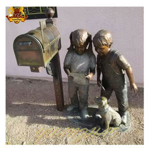 Gran antiguo jardín decoración Metal niños bronce niño tocando flauta estatua de bronce - Product Image 5
