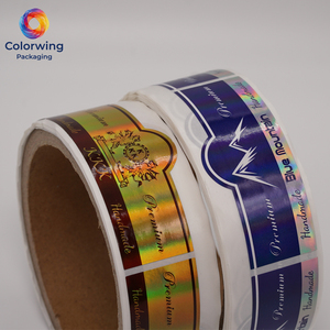 Autocollants en rouleau holographiques imperméables personnalisés, étiquettes d'emballage en feuille d'or laser pour aliments, vin, bocaux et bouteilles - Product Image 4
