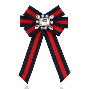 Hepound新ヨーロッパイギリス系アメリカ人スタイルシャツフラワーアクセサリーブローチねじリボンラインストーンボウティー襟ピン卸売 - Product Image 5