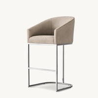 Tabouret de bar en velours de luxe avec pieds en aluminium, moderne, léger, personnalisable, pour hôtel, café et magasin