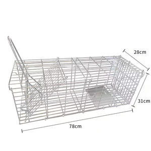 Piège à animaux automatique pliable 78*31*28cm, haute sensibilité, en fer, pour ratons laveurs, renards, blémys <span class=keywords><strong>et</strong></span> contrôle de la faune. - Product Image 2