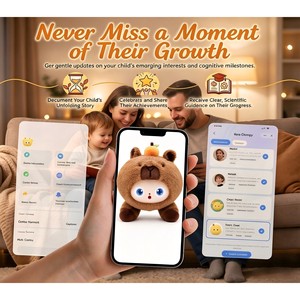 Jouet en peluche interactif IA, animal électronique, ours brun avec yeux LED et bulles de parole - Product Image 4