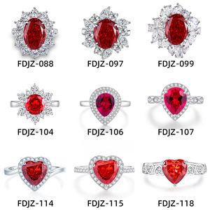 Ruby <span class=keywords><strong>Pigeon</strong></span> Blood Red <span class=keywords><strong>Ring</strong></span> S925 Zilver High Carbon Diamond Ice Flower Cut Kleurrijke schatring voor dames Groothandel - Product Image 1