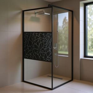 Mampara de Ducha Walk-In 45.3x76.8 con Vidrio ESG, Diseño de Piedra Negra, Baño Contemporáneo - Product Image 2