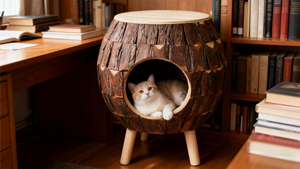 Rahat yükseltilmiş kedi yatak Pet kedi evi kürklü arkadaşlar için rahat yatak Rattan artefakt kedi evi - Product Image 3