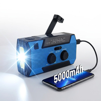 Radio à manivelle avec base d'antenne latérale droite, lampe torche brevetée à double faisceau, boîtier robuste en ABS anti-adhérent pour la survie en extérieur