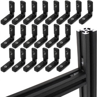 20 pièces de connecteurs d'angle en zinc noir pour profilés en T et en V (20/20, 20/40) avec vis