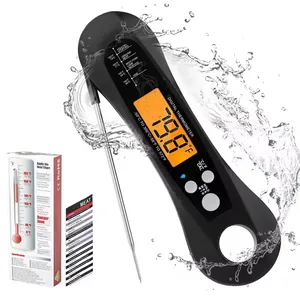 Digitales Fleischthermometer zum Kochen sofortlesbares Thermometer faltbar langer Sonden-Wasserdicht mit Hintergrundbeleuchtung kalibriert