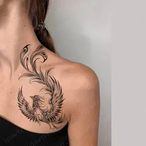 Autocollants de tatouage motif animal phénix dragon, tatouages imperméables demi-bras, nouvel arrivage 2023