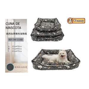 Cuccia per Cani di Alta Qualità in Cotone Spesso, Set Tre Pezzi con Fondo Grigio, Elegante Letto per Animali Domestici con Testa di Cane - Product Image 1