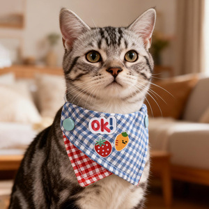 Pet Bibs Triangle Double-sided Printed Cartoon Pattern Dog Cat Neckband Scarf - Product Image 3