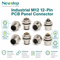 Connecteur de faisceau de câbles M12 IP67 blindé étanche 12 broches rond à montage arrière 60V pour panneaux industriels