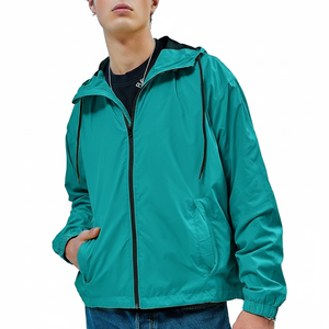 Customizable Lightweight Men's Outdoor <b>Jacket</b> Zipper Closure Windcheater Hooded <b>Thin</b> <b>Waterproof</b> Windproof Breathable Solid - Product Image 1