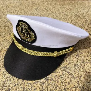 성인 선장 모자 얼룩 요트 보트 해군 선원 바다 해양 해군 장교 모자