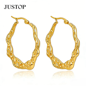 Trending hoop OEM/OEM Waterproof Stainless Steel Gold Plating hypoallergenic Fashion Jewelry supplier gold filled earrings - Product Image 1