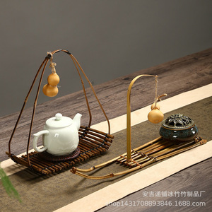 Green Cool Bamboo Raft <b>Basket</b> Irregular Shape Multi Functional Decorative <b>Tray</b> For Desktop Ornament And Gift - Product Image 1