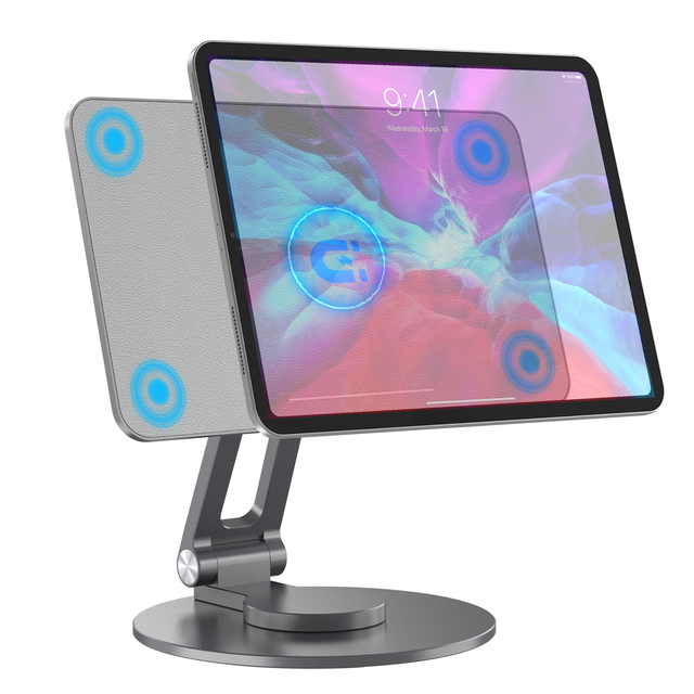 OEM INOVAGEN Magnetic Tablet Stand Rotated Base;360 Rotation Height Adjustable Foldable Tablet Desk Holder
