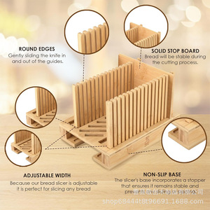 Cortador de pan de bambú Jingchuang con bandeja para migas, tabla de cortar pan plegable para uso en la cocina - Product Image 3